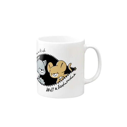 オオカミとエゾクロちゃん ベビ2匹とちらっと2匹 Mug