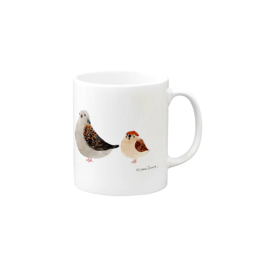 キジバトとスズメ Mug
