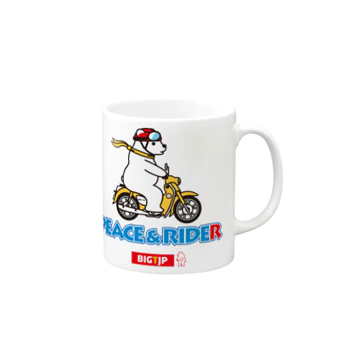 ヒグマPEACE & RIDE(R) カラーイラスト  Tシャツ Mug
