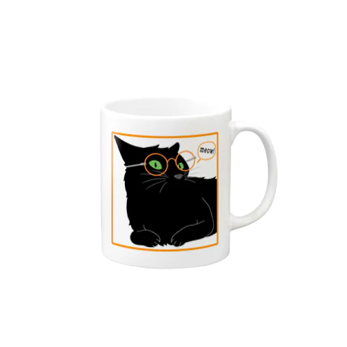 メガネ黒猫 Mug