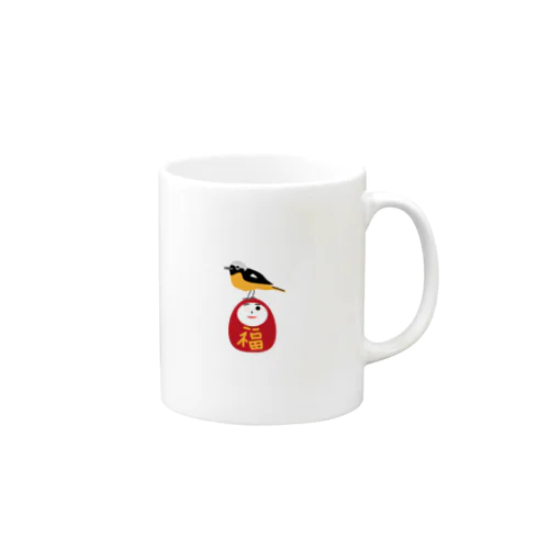 野鳥ジョウビタキ♂とダルマ Mug