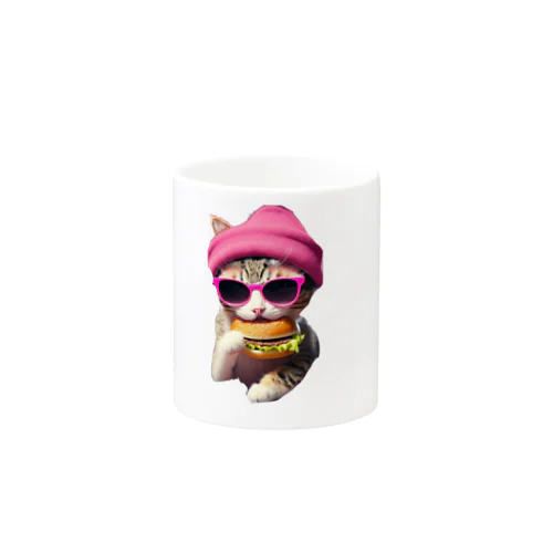 決めポーズはバーガー猫 Mug