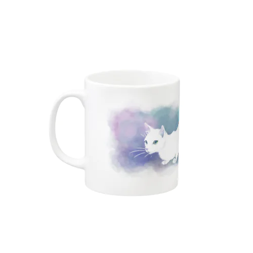 しなやかな白猫のマグ・吽 Mug