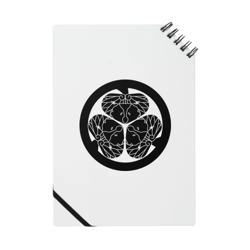 動物家紋。H.T.（三つ葉葵ハシビロコウ）黒 Notebook