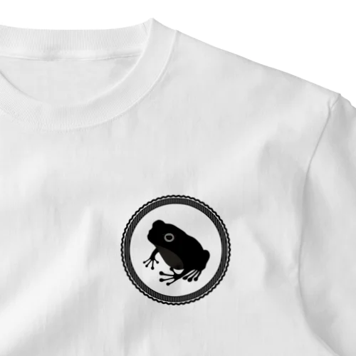 カエルロゴ 黒（丸に縞） One Point T-Shirt