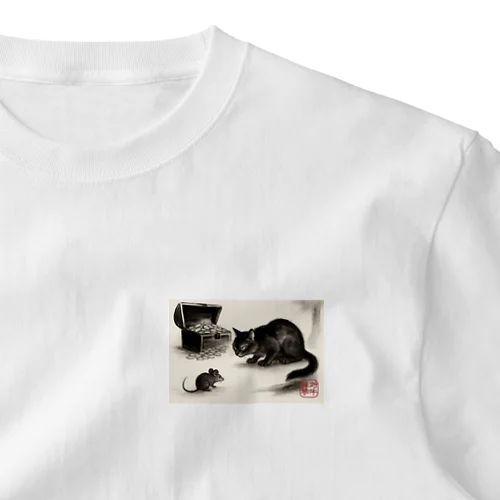 猫に小判｜墨絵アートシリーズ One Point T-Shirt