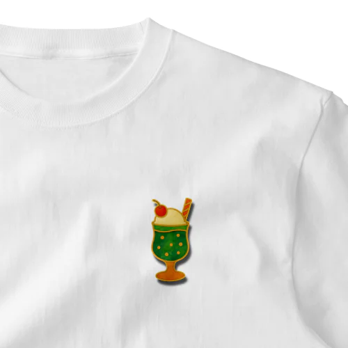 レトロピンバッジ風クリームソーダ One Point T-Shirt