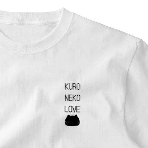 黒猫LOVE 顔シルエット One Point T-Shirt