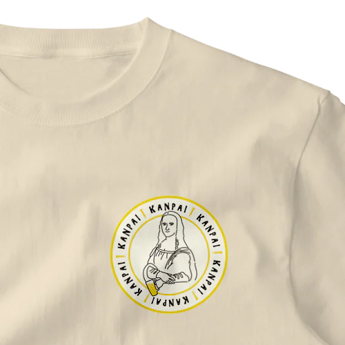 名画 × BEER（モナ・リザ）ワッペン風 One Point T-Shirt