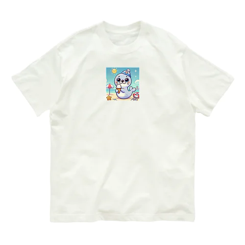 夏を楽しむちびキャラあざらし Organic Cotton T-Shirt