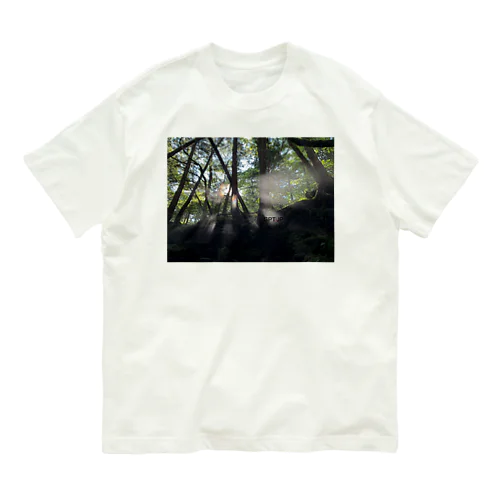 富士山剗の海神秘の瞬間 木漏れ日がぼんやりと霊験スポット Organic Cotton T-Shirt