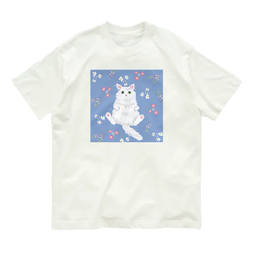 Mof mof days　おっさんにゃんこ(白色） Organic Cotton T-Shirt