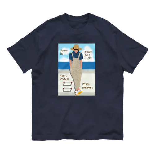 海と麦わら帽の青年 Organic Cotton T-Shirt