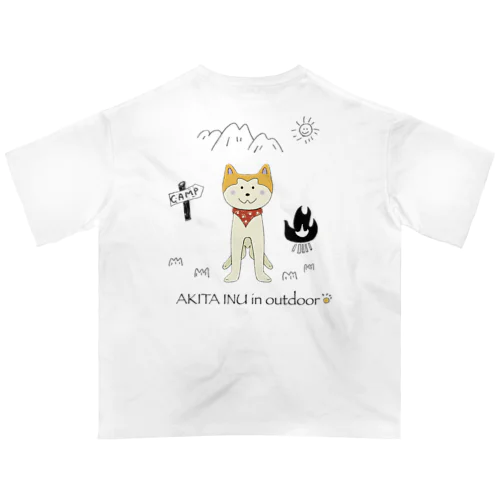 アウトドア大好きバンダナ秋田犬 Oversized T-Shirt