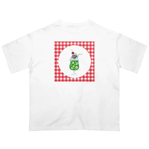 メロンソーダ文鳥　ギンガム Oversized T-Shirt