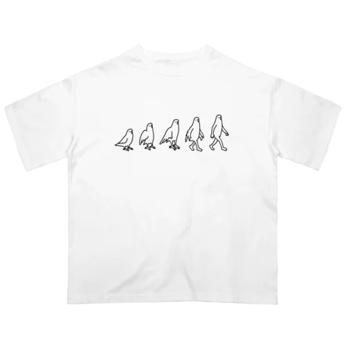 進化するインコ(リニューアルver) Oversized T-Shirt