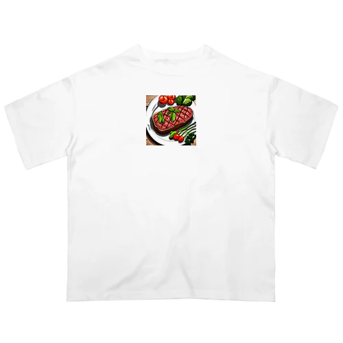 ステーキプリントグッズ Oversized T-Shirt
