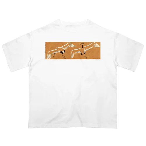 レトロイラストTシャツ鶴 Oversized T-Shirt