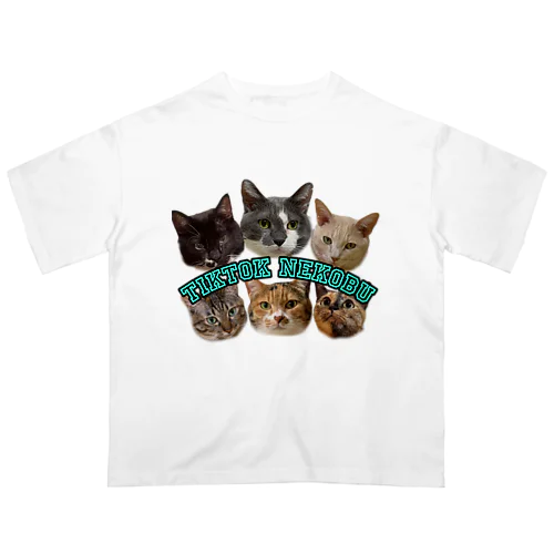 TikTok猫部６にゃん片面デザインTシャツ Oversized T-Shirt