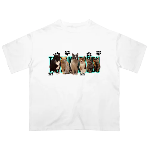 TikTok猫部６にゃんおすわりTシャツ Oversized T-Shirt