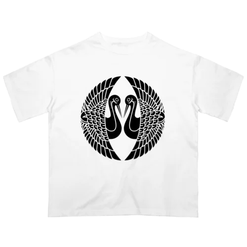 蒲生氏郷/対い鶴/ブラック Oversized T-Shirt