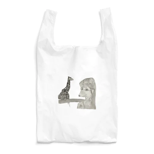 キリンと写真を撮る犬人間 Reusable Bag