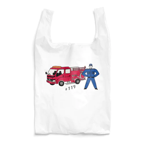 消防車と消防士 Reusable Bag
