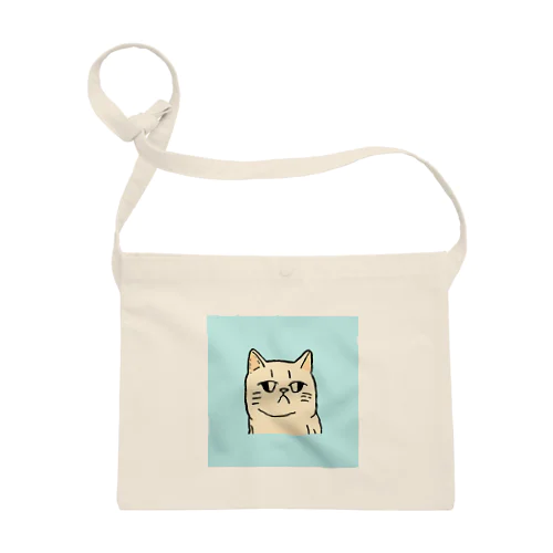 ふてくされたネコくん(水色) Sacoche