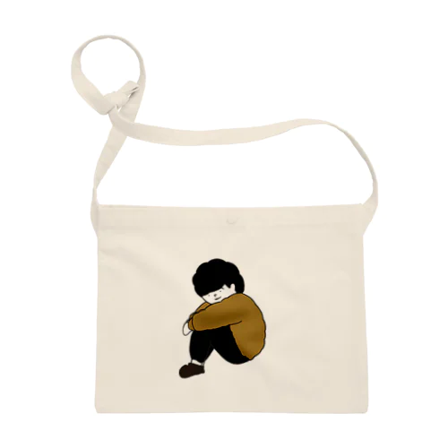 体育座りの男の子 Sacoche