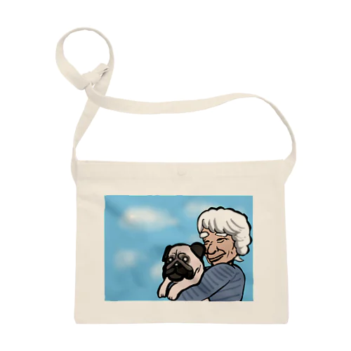 パグ抱く白髪 Sacoche