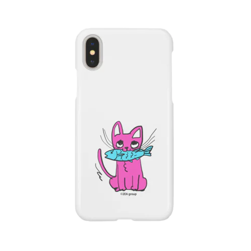 お魚くわえたピンクニャーンコ iPhone Smartphone Case