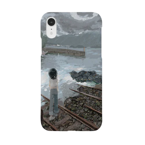 曇の日の海 iPhone Smartphone Case