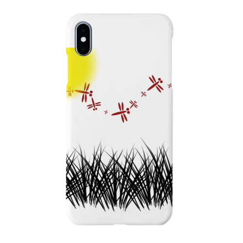 赤とんぼと月 iPhone Smartphone Case