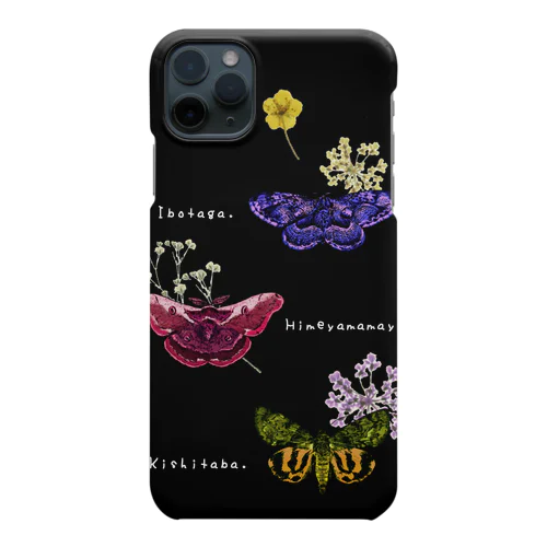 蛾とお花スマホケェス iPhone Smartphone Case