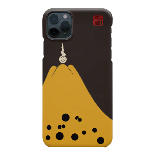 富士御神火文黒黄羅紗陣羽織柄 iPhone Smartphone Case