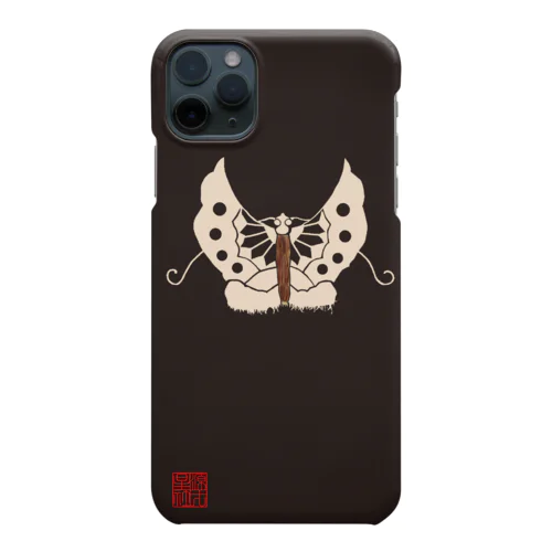 陣羽織 黒鳥毛揚羽蝶模様柄 iPhone Smartphone Case