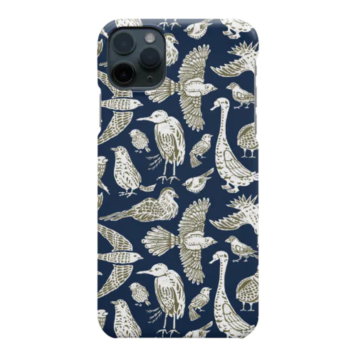 鳥ちらし（ブルー） iPhone Smartphone Case