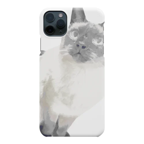 シャム猫風猫のうみ-イラストタッチ-ほんのりカラー-斜 iPhone Smartphone Case