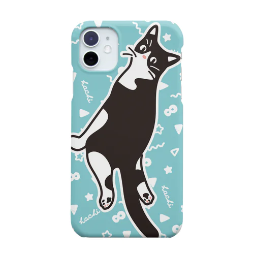 ハチワレ猫　ハチ ライトブルー iPhone Smartphone Case