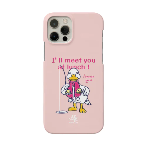 あひるのおひるさんのサカナ釣り ピンク iPhone Smartphone Case