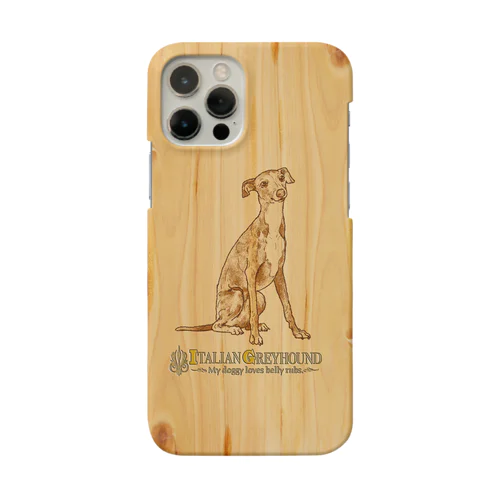 iPhone イタリアングレイハウンド 木目調 背面ケース iPhone Smartphone Case