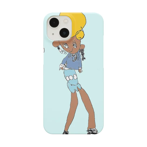 おしゃれガールが青い服着てる iPhone Smartphone Case