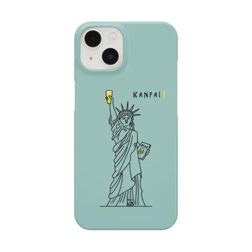 彫刻 × BEER（自由の女神）黒線画-青銅色 iPhone Smartphone Case