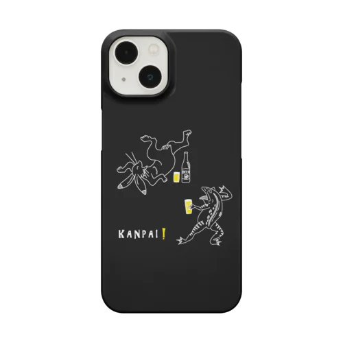 名画 × BEER（鳥獣戯画02）黒背景 iPhone Smartphone Case