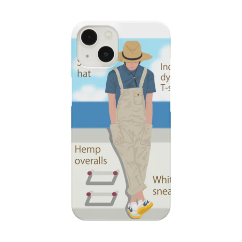 海と麦わら帽の青年 iPhone Smartphone Case