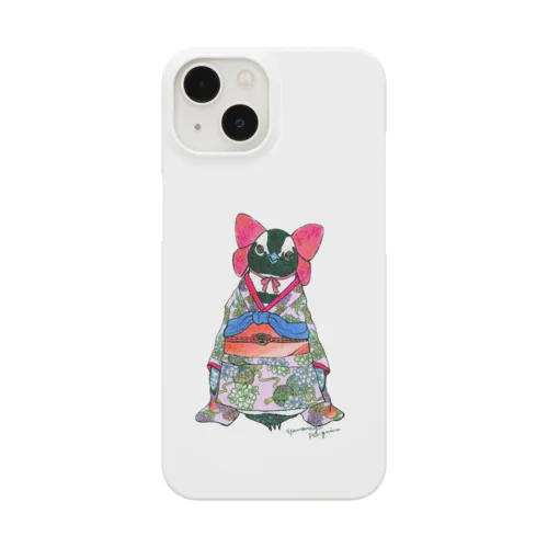 着物ぺんぎん―ケープと桃― iPhone Smartphone Case