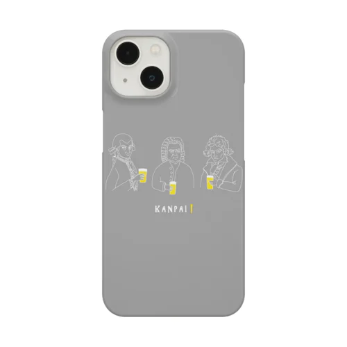 偉人 × BEER（三人の音楽家）白線画-グレー iPhone Smartphone Case