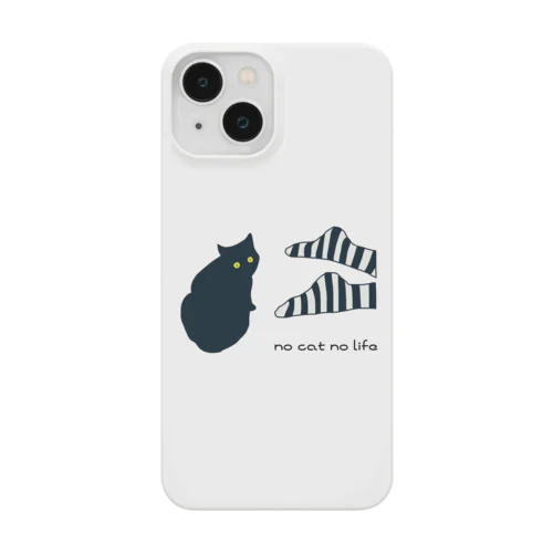 シマシマの靴下と黒ネコ iPhone Smartphone Case