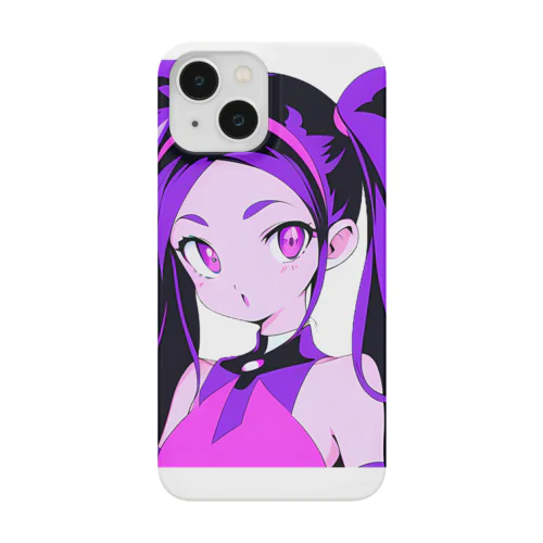 紫色の髪のレトロガール iPhone Smartphone Case