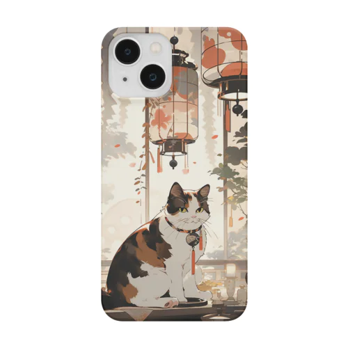 看板娘の三毛猫 ネコ スマホケース iPhone Smartphone Case